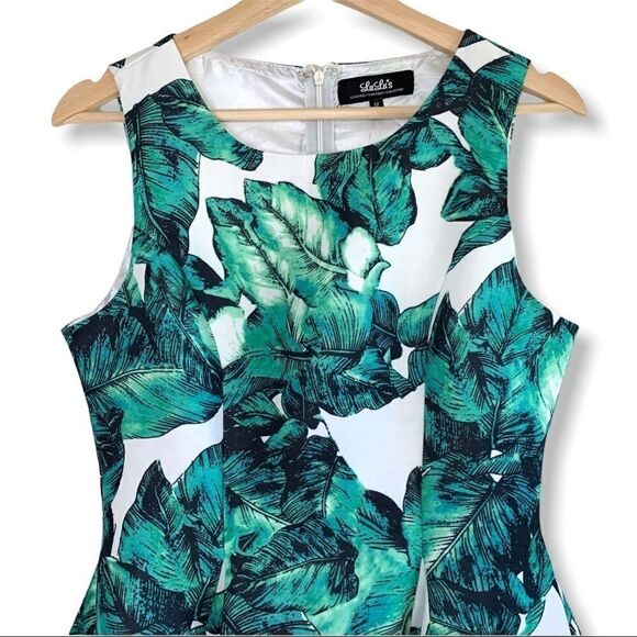 Lulu’s Tropical Palm Print Fit and Flair Dress - Picture 3 of 8